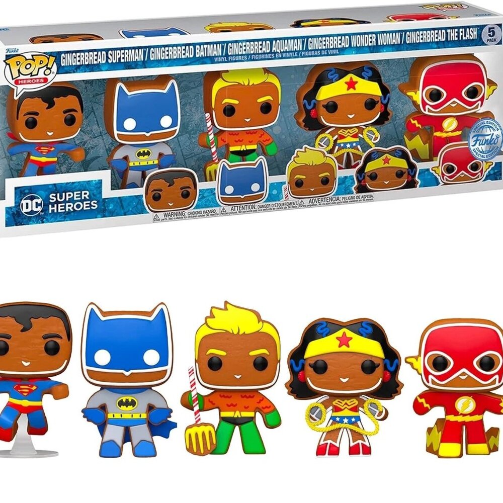 Funko Pop! DC Superheroes Gingerbread 5 Pack Walmart Exclusive Batman Superman